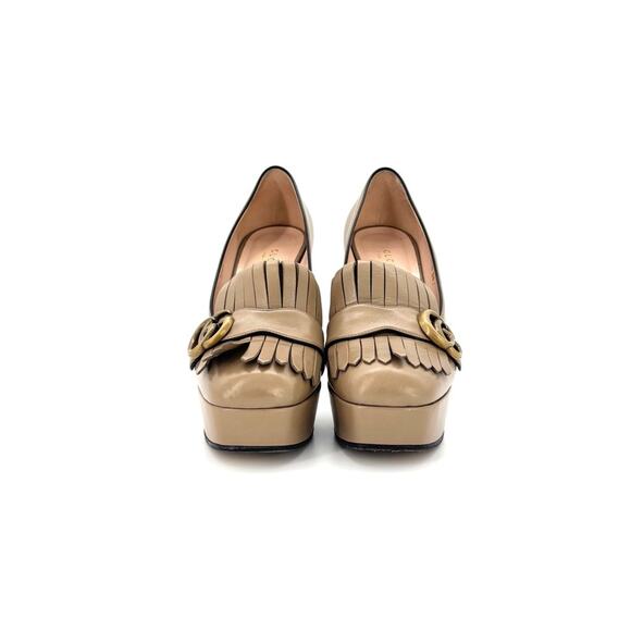 Gucci GG Marmont Fringe Platform Leather Loafers Pumps 37.5 - Picture 6 of 9